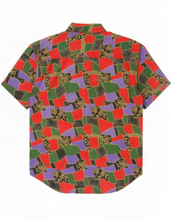 Vintage Mens Abstract Pattern Short Sleeve Shirt Large Multicoloured
