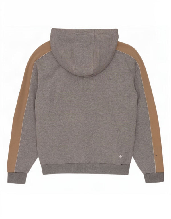 Maglione con cappuccio e zip grafica da donna Adidas UK 14 Blocco colore grigio medio