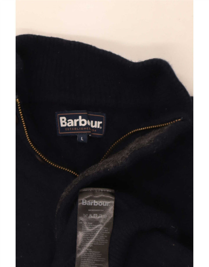 Barbour Uomo Maglione con zip collo maglione grande lana blu navy