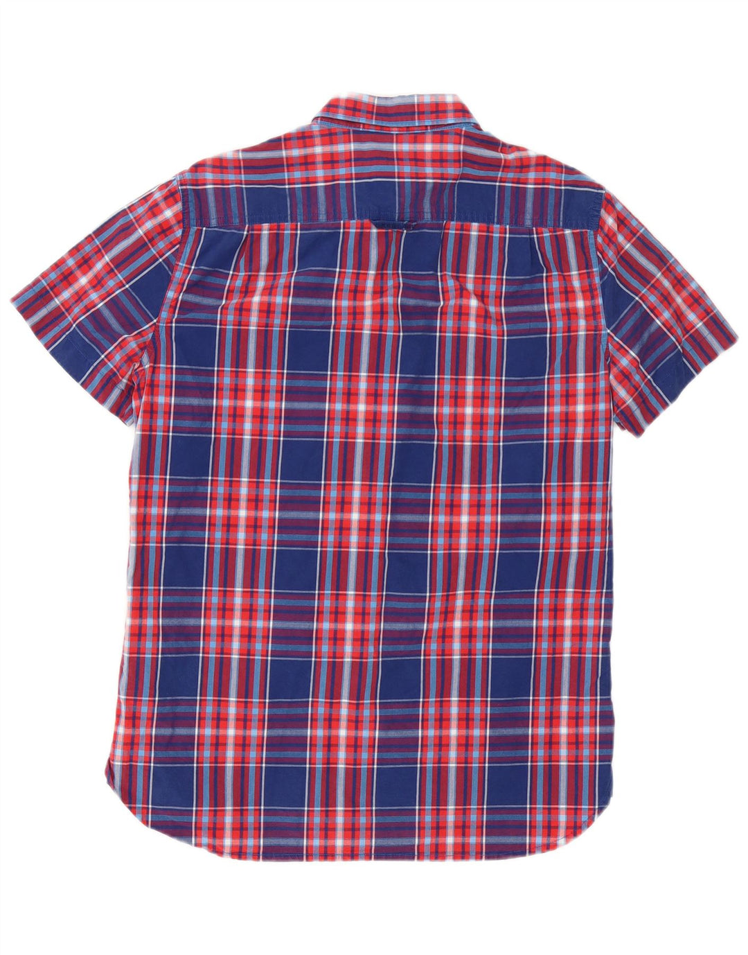 Camicia a maniche corte da uomo Superdry Large in cotone a quadri blu navy