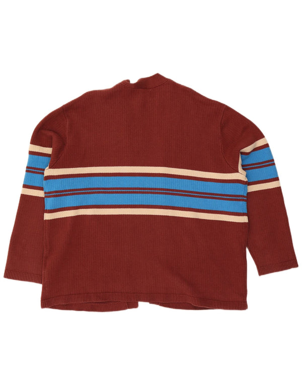 Levi's Maglione cardigan aperto rilassato da donna UK 18 XL Cotone a righe marrone