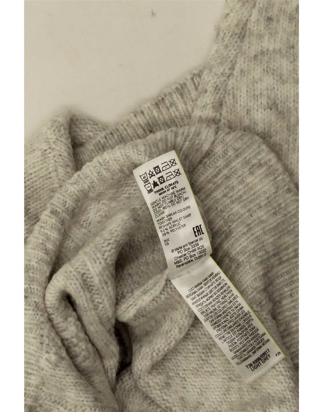Maglione da uomo Marks & Spencer con collo alto, piccolo acrilico chiazzato grigio