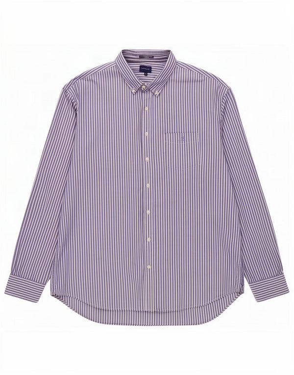Camicia da uomo Gant taglia 49/50 19 3/4 4XL cotone gessato blu