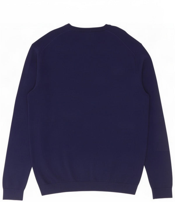 Reiss Mens V-Neck Jumper Sweater XL Navy Blue Cotton
