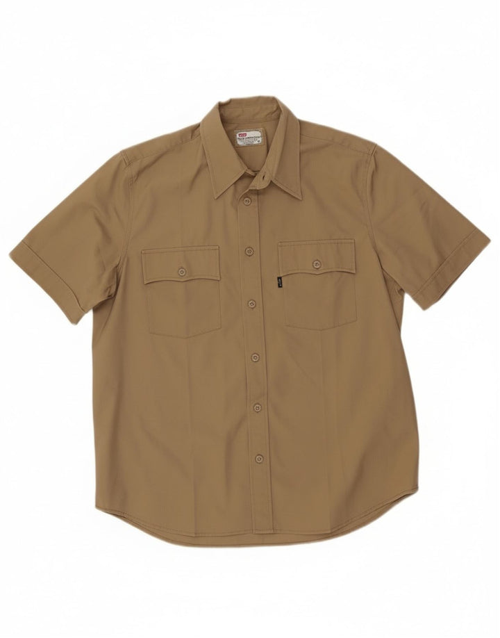 Camicia a maniche corte da uomo Levi's in cotone kaki medio
