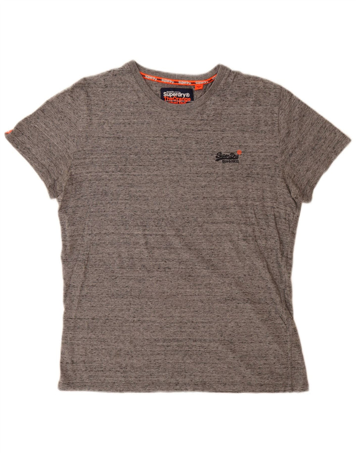 T-shirt da uomo Superdry Top in cotone chiazzato grigio medio