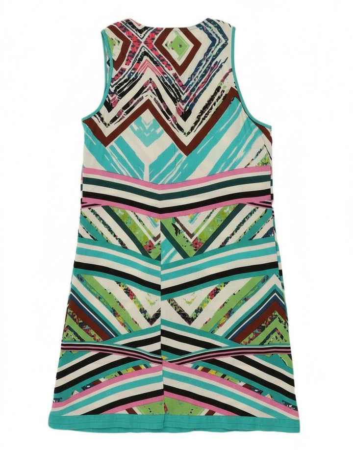 Abito a trapezio senza maniche da donna Marila UK 14 Grande motivo geometrico multicolore
