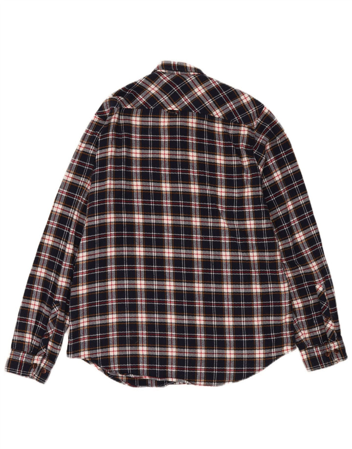 Camicia da uomo in flanella vestibilità regolare Superdry XL in cotone a quadri blu navy