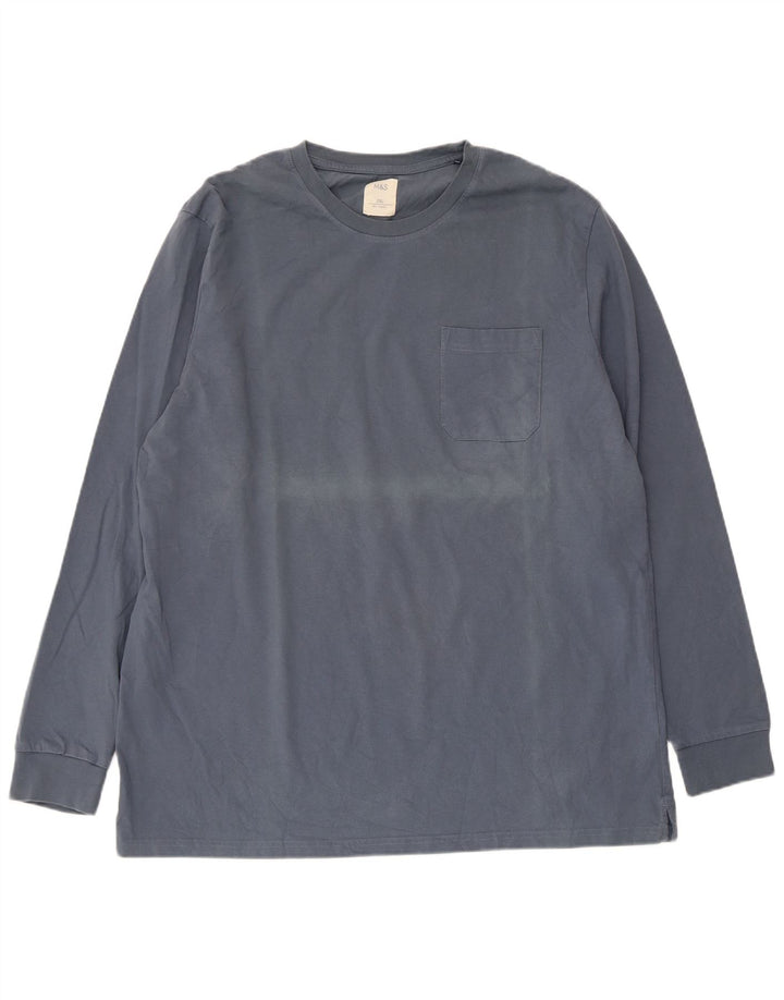 Top manica lunga da uomo Marks & Spencer 2XL cotone blu