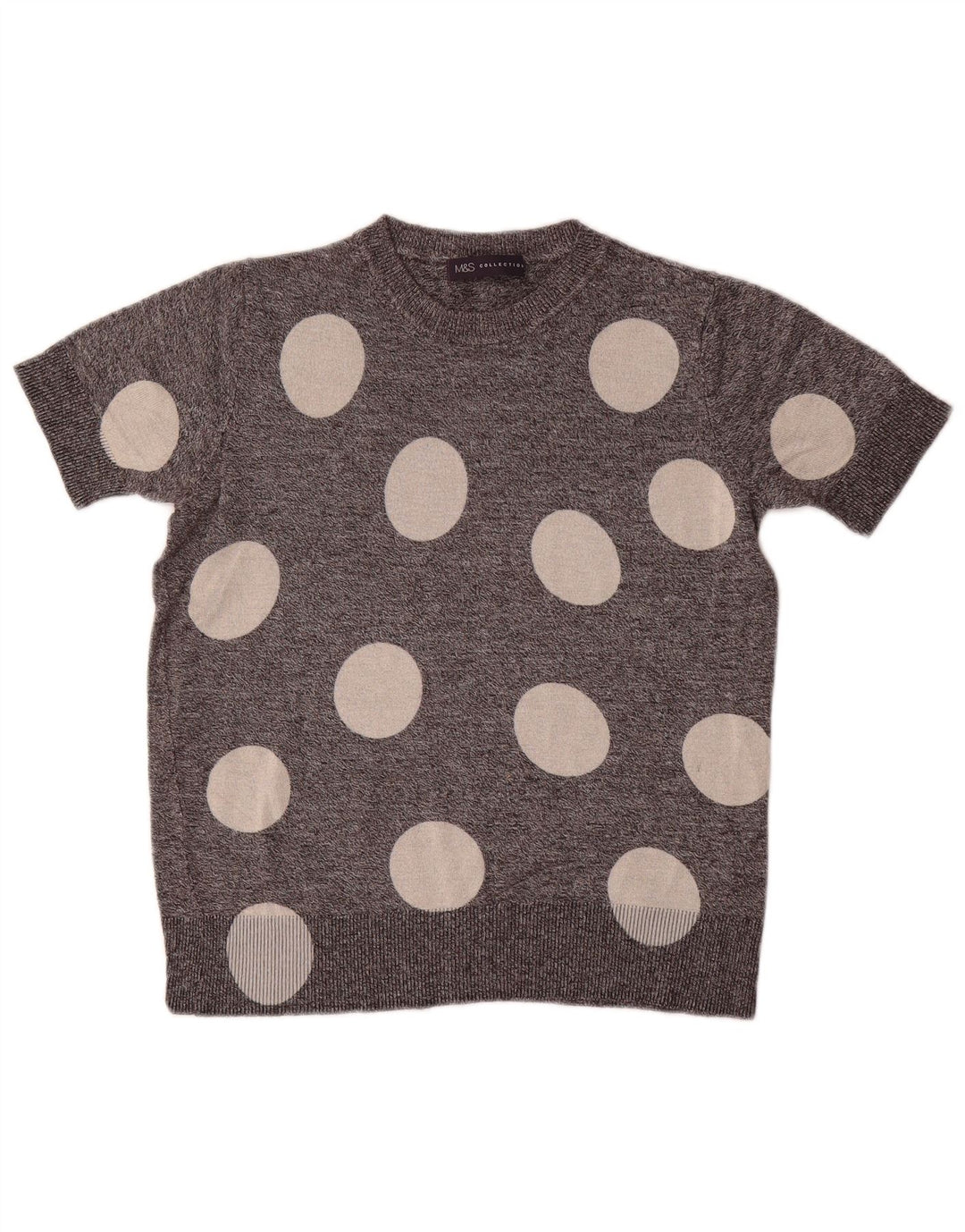 Maglione maglione girocollo da donna Marks & Spencer UK 8 piccolo pois grigio