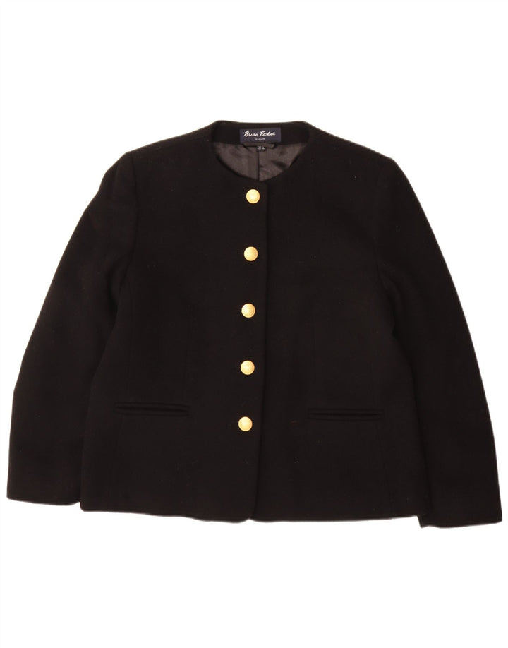 Giacca blazer a 5 bottoni da donna Brian Tucker UK 14 grande lana nera