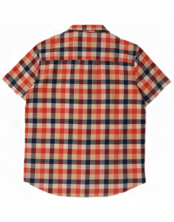 Camicia vintage da uomo a maniche corte XL in cotone a quadri multicolore