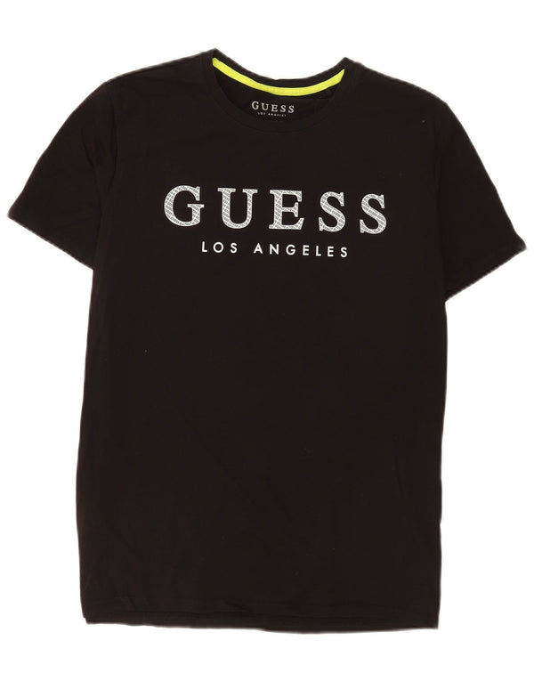 Guess T-shirt grafica da uomo slim fit Top UK 40 cotone nero medio
