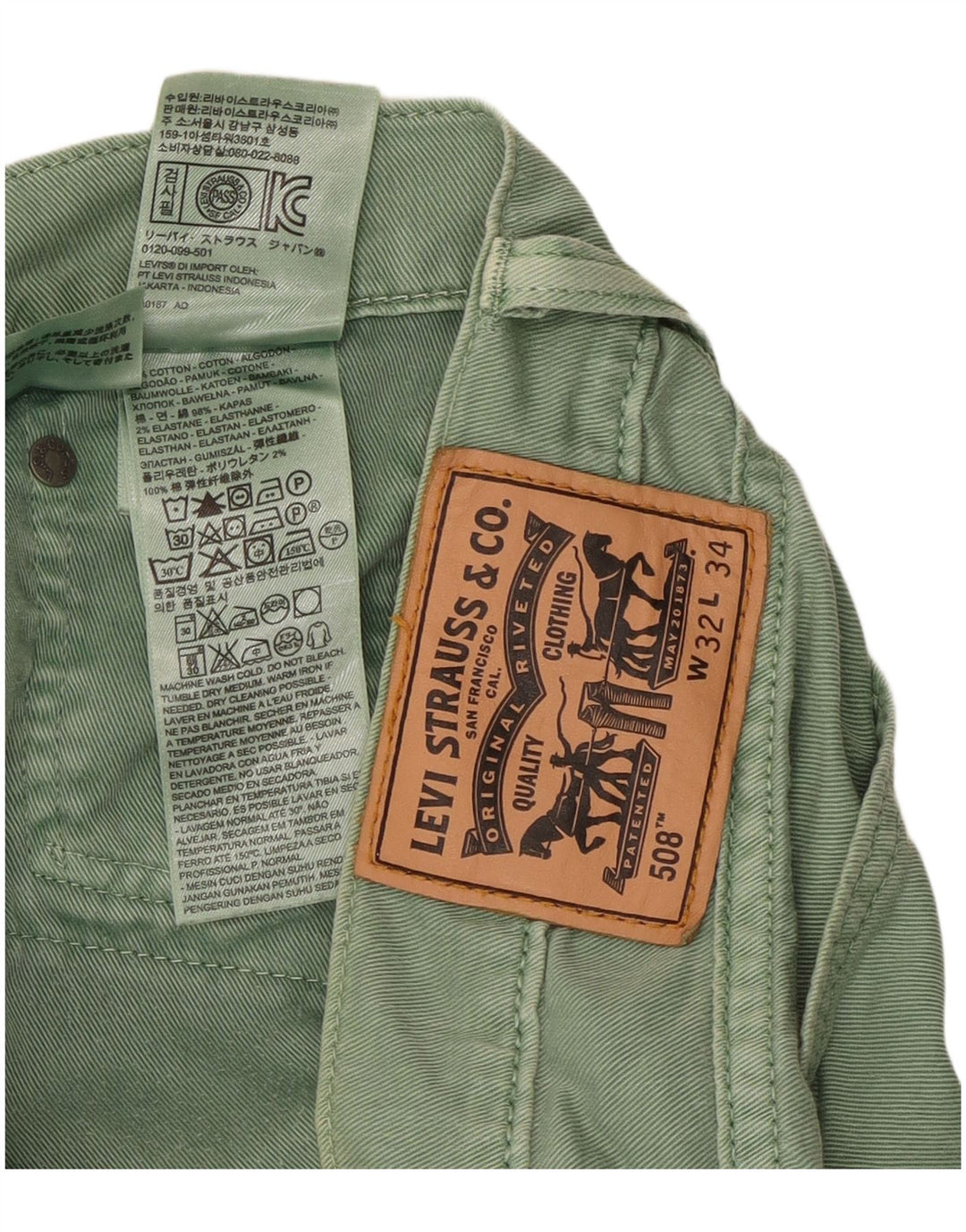Jeans Levi's 508 affusolati da donna W32 L34 cotone verde