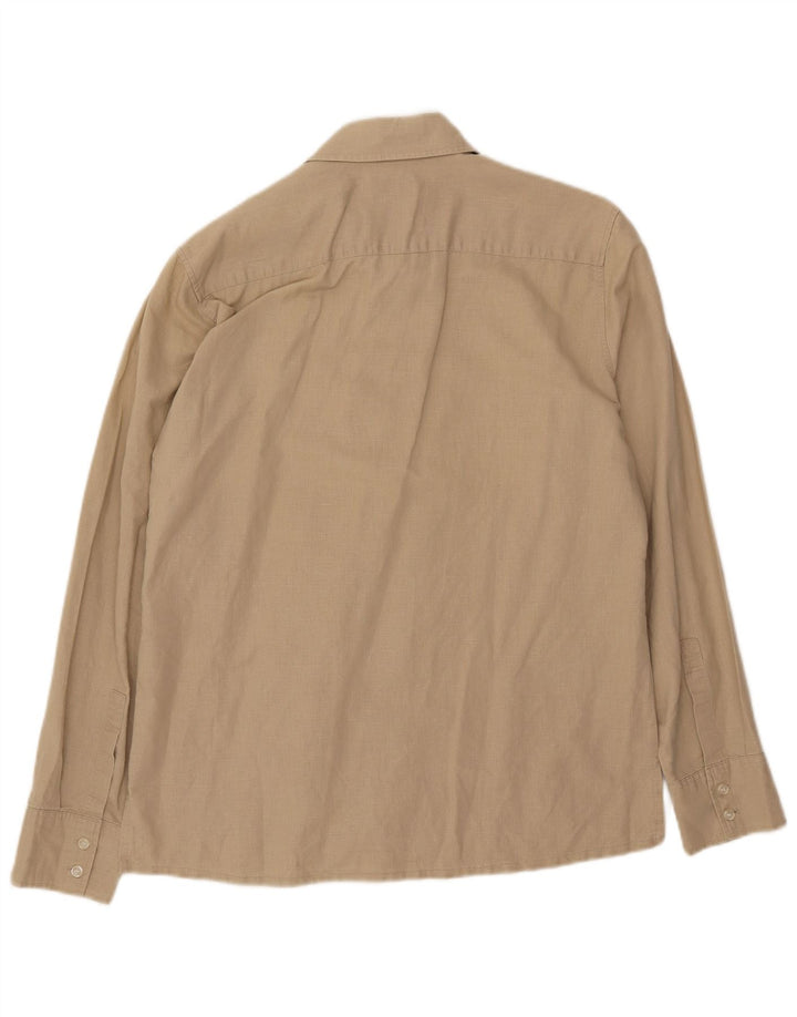 Camicia da uomo Rifle in lino beige medio