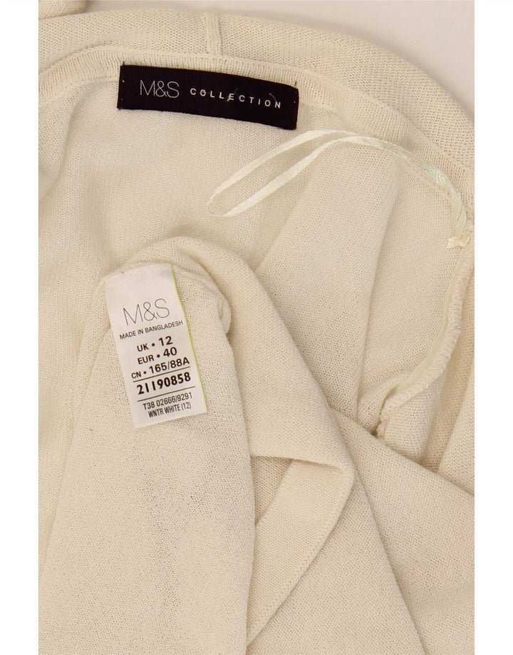 Maglione cardigan con maniche a 3/4 da donna Marks & Spencer UK 12 medio bianco sporco