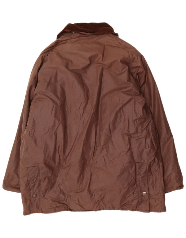 Giacca vintage da uomo in cotone cerato vestibilità ampia UK 40 grande marrone