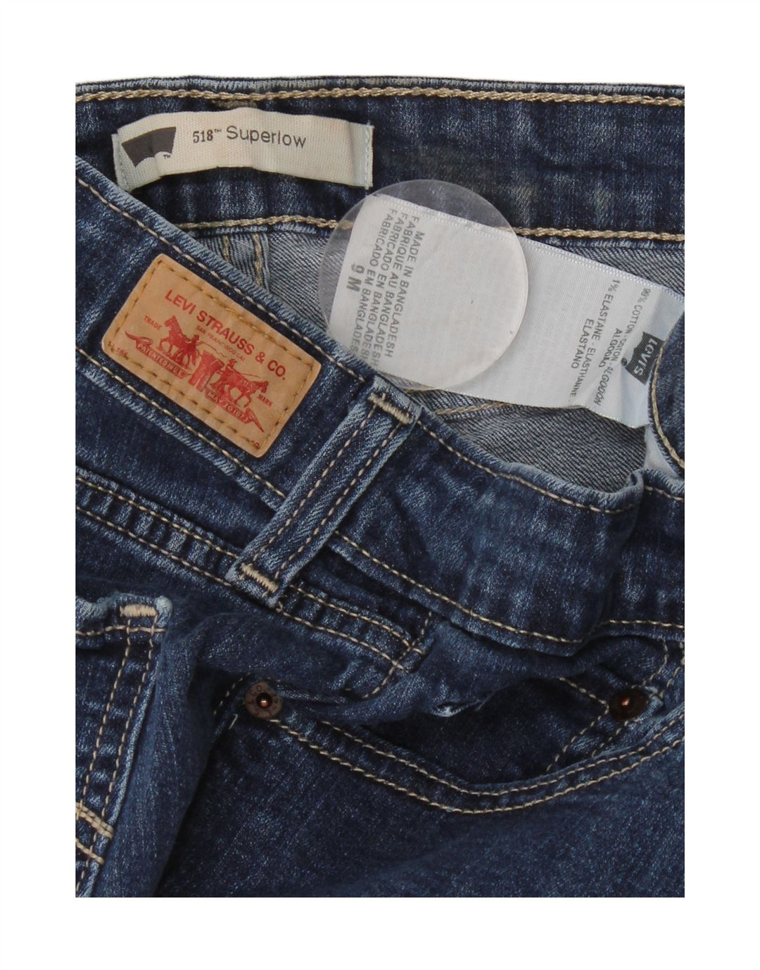 Levi's Donna 518 Jeans Bootcut Super Low US 9 Medio W30 L31 Cotone Blu