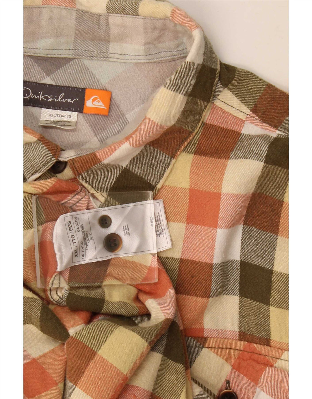 Camicia in flanella da uomo Quiksilver 2XL in cotone a quadretti multicolore