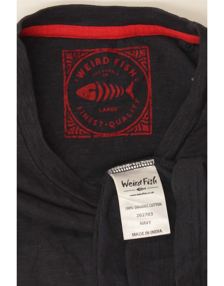 T-shirt da uomo Weird Fish Top grande in cotone blu navy