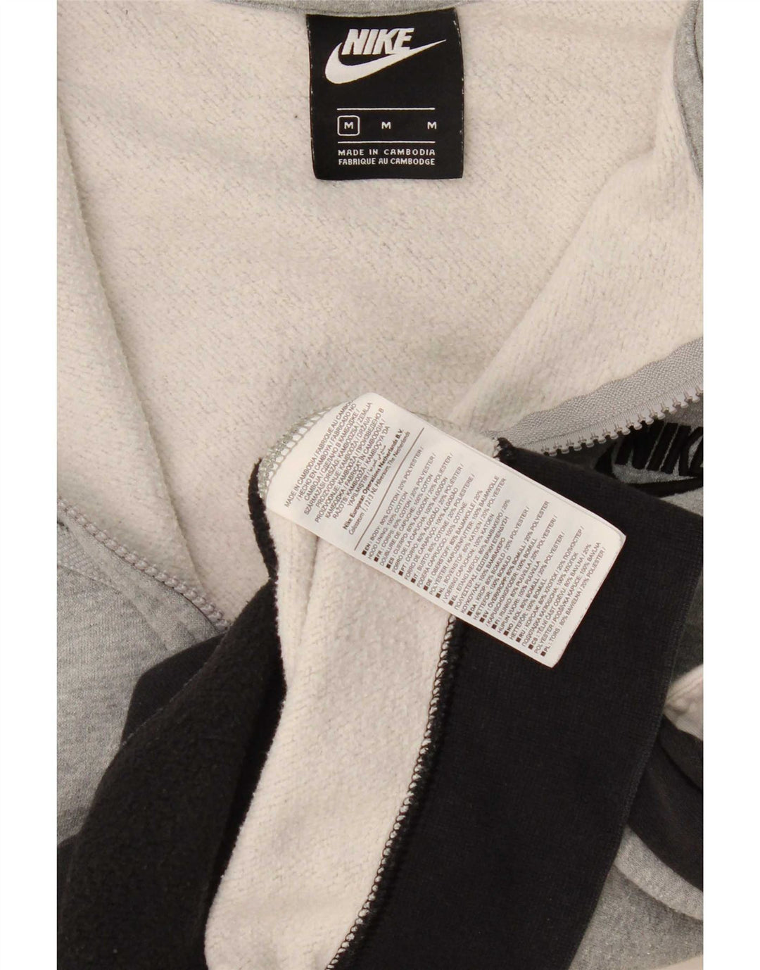 Maglia con cappuccio e zip da uomo Nike in cotone color block grigio medio