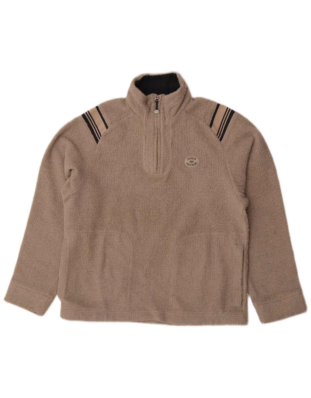 Maglione in pile da uomo Sergio Tacchini con zip e collo grigio medio a righe