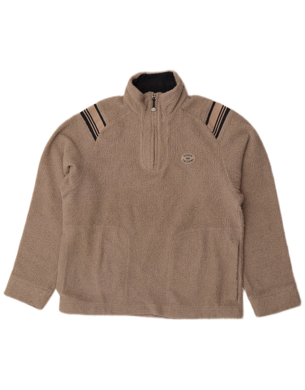 Maglione in pile da uomo Sergio Tacchini con zip e collo grigio medio a righe