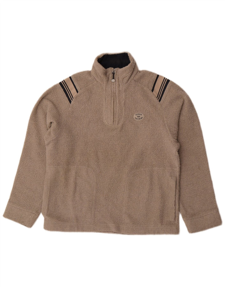 Maglione in pile da uomo Sergio Tacchini con zip e collo grigio medio a righe