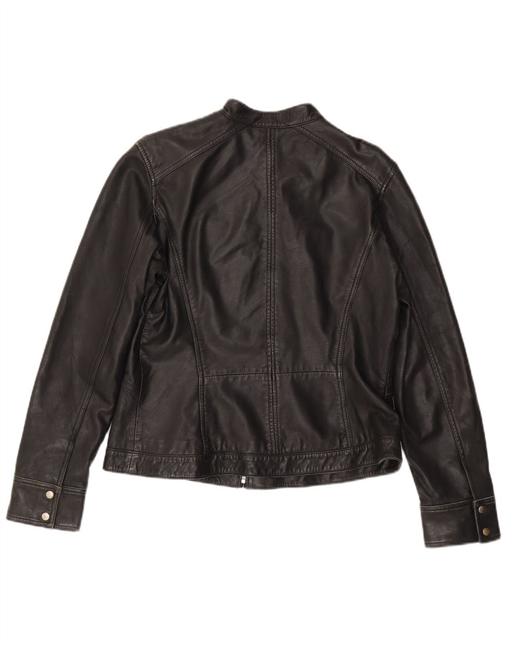 Giacca in pelle da donna MONSOON UK 14 Grande pelle nera