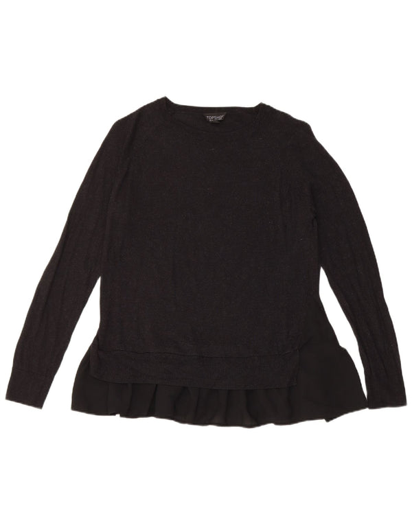 Maglione maglione con scollo a barca da donna Topshop UK 6 XS poliestere nero