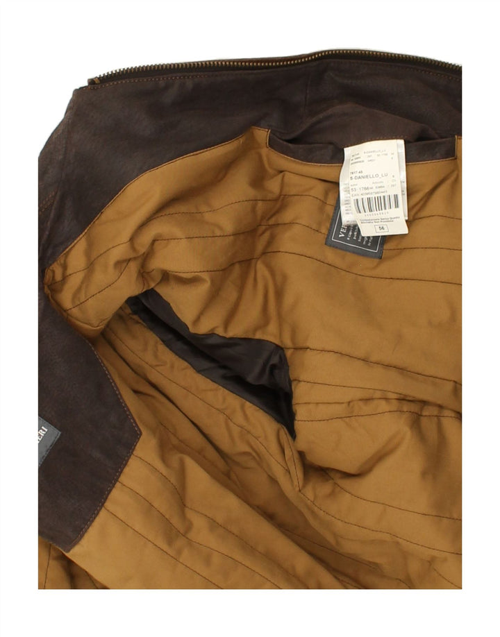 LUCA D'ALTIERI Giacca in pelle da uomo UK 56 3XL Pelle marrone
