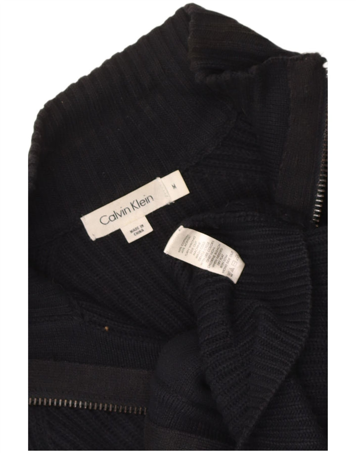 Maglione cardigan con zip intera da uomo Calvin Klein in cotone blu navy medio