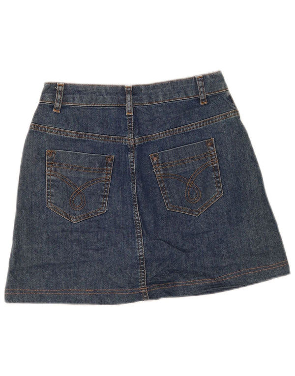 Mini gonna di jeans da donna Topshop UK 10 piccola W28 cotone blu