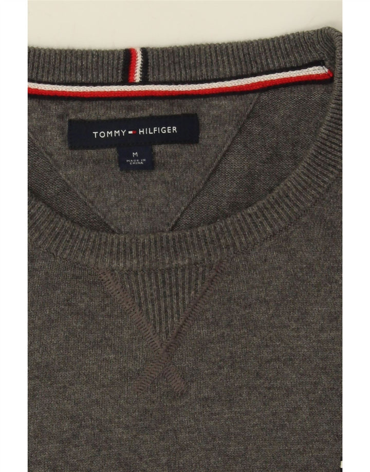 TOMMY HILFIGER Mens Crew Neck Jumper Sweater Medium Grey Cotton Vintage Tommy Hilfiger and Second-Hand Tommy Hilfiger from Messina Hembry 