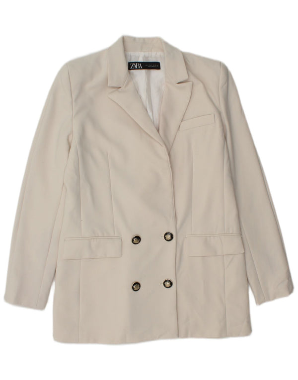 Giacca blazer doppiopetto da donna Zara UK 10 piccola poliestere bianco