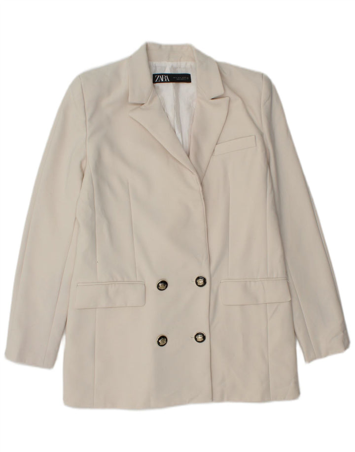 Giacca blazer doppiopetto da donna Zara UK 10 piccola poliestere bianco
