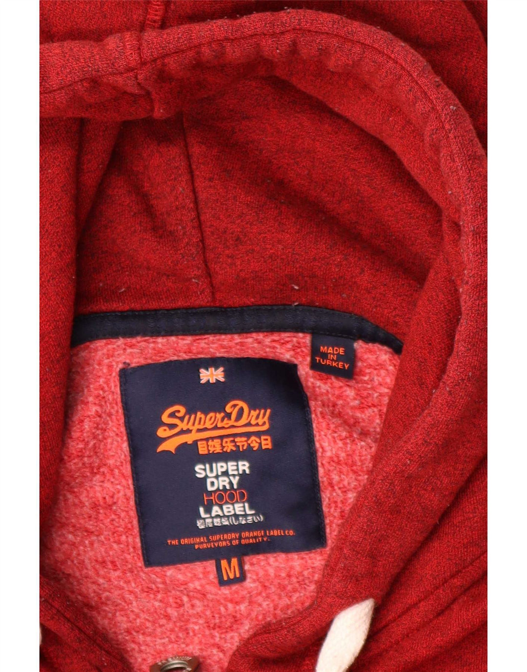 Maglione con cappuccio e zip grafica da uomo Superdry in cotone rosso medio