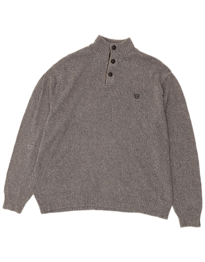 Maglione da uomo con collo a bottoni CHAPS 2XL cotone grigio