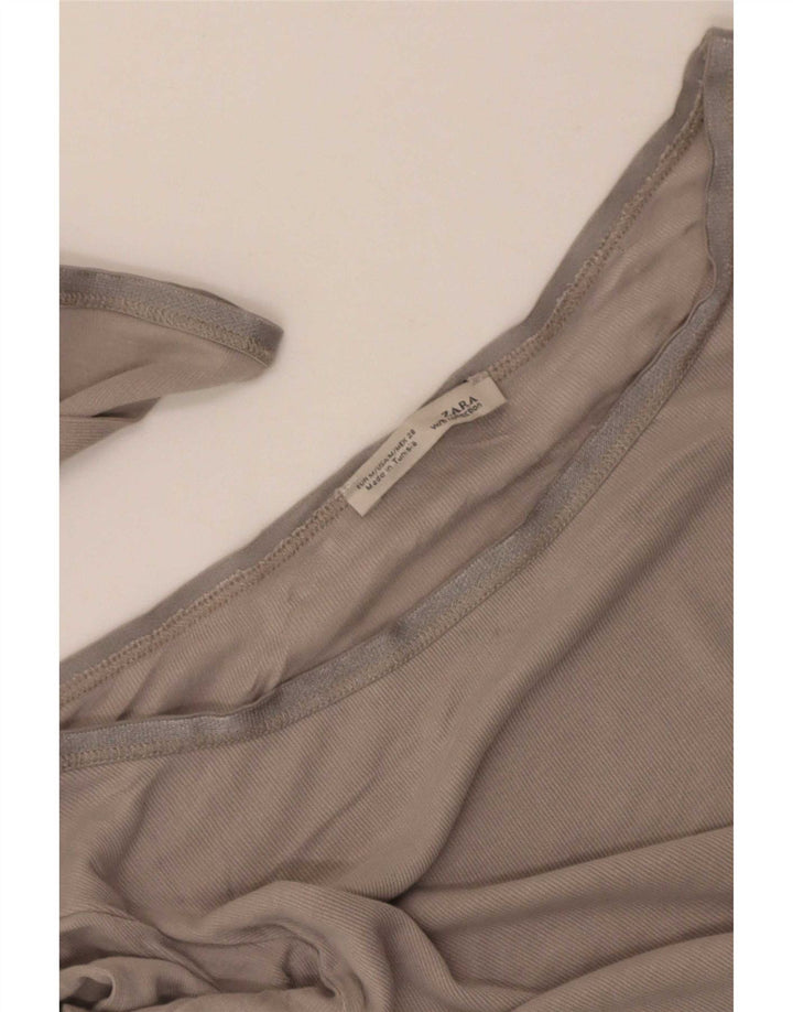 Top Zara Donna Manica 3/4 UK 12 Grigio Medio