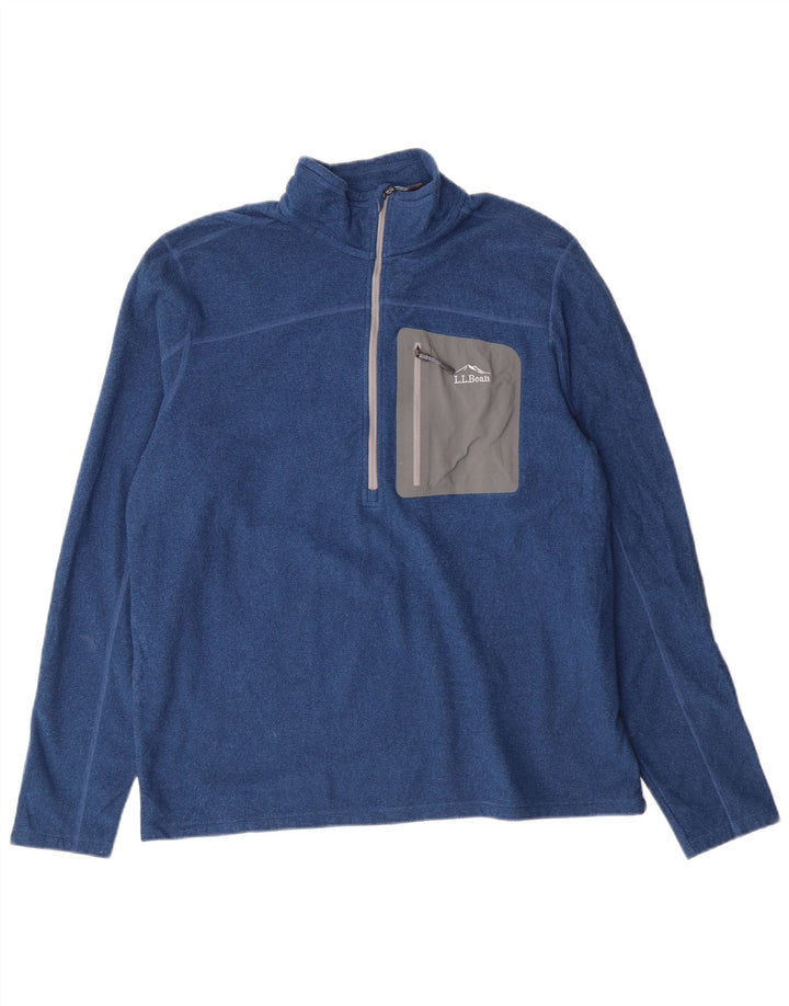 Maglione in pile da uomo con collo con zip L.L.Bean, grande poliestere blu
