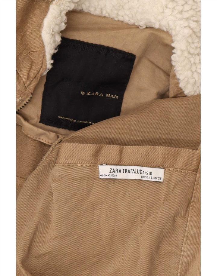 Giacca Parka con cappuccio da uomo Zara UK 36 piccola Beige