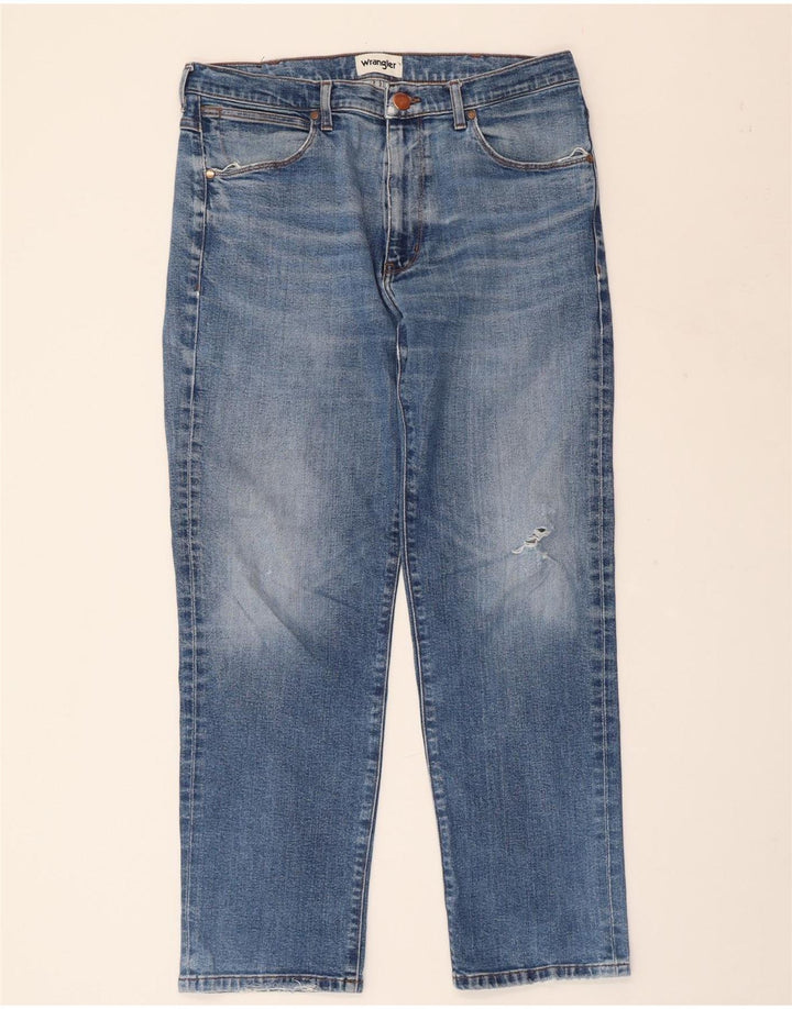 Jeans dritti da uomo WRANGLER W34 L30 in cotone blu