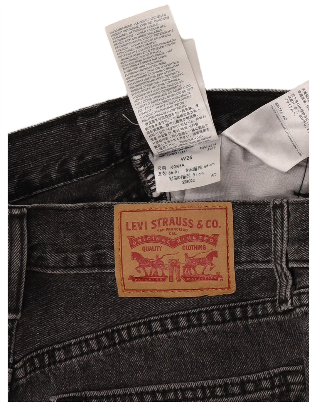 Gonna di jeans da donna Levi's W26 piccola in cotone grigio