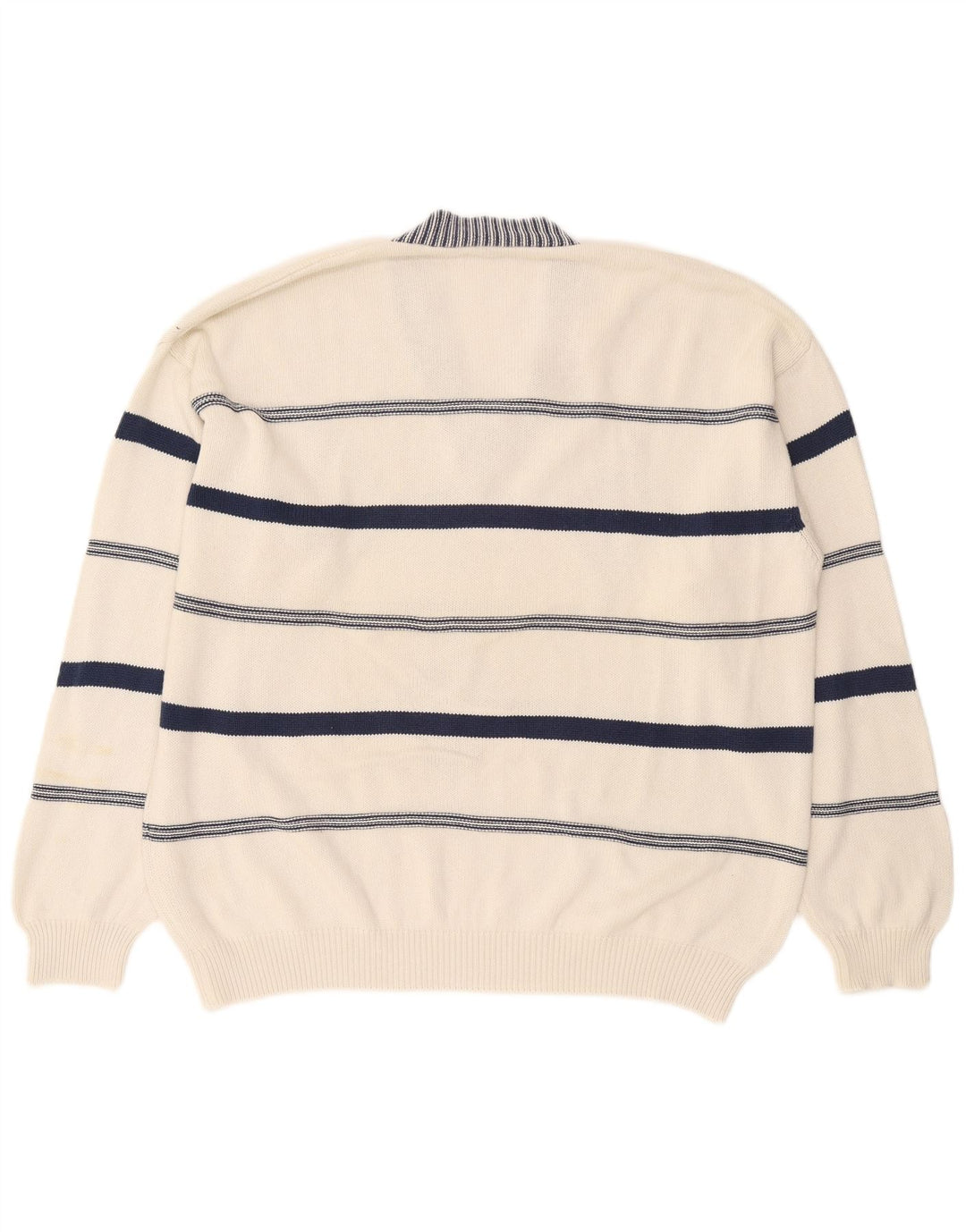 Maglione da uomo con scollo a V Stefanel XL bianco a rombi/diamante