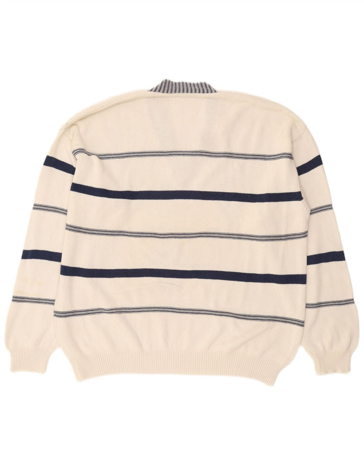 Maglione da uomo con scollo a V Stefanel XL bianco a rombi/diamante