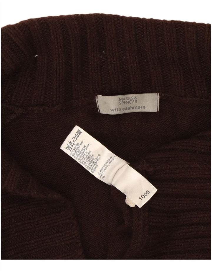 Maglione cardigan da donna Marks & Spencer UK 16 grande cotone marrone