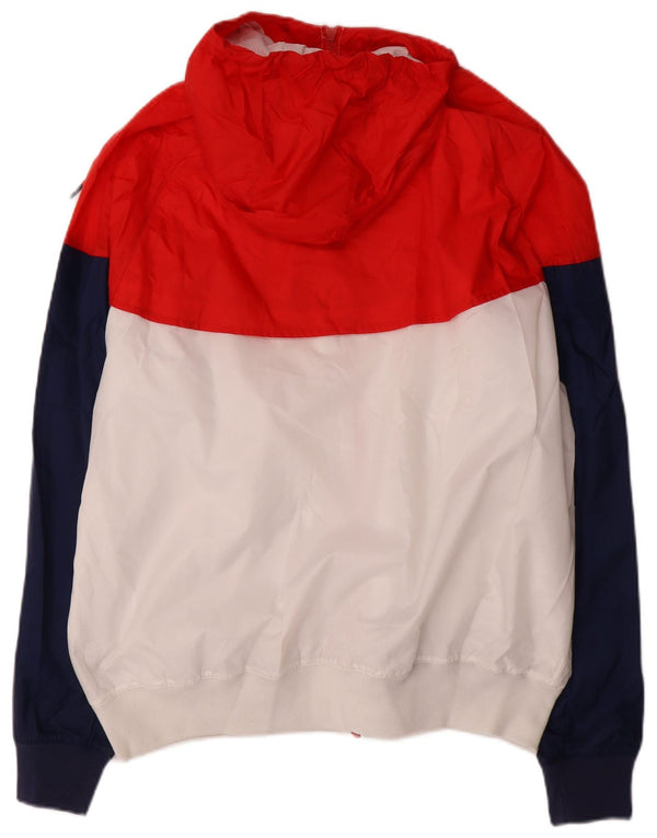 Giacca antipioggia Nike da uomo, vestibilità ampia, con cappuccio, UK 40, grande, nylon color block bianco