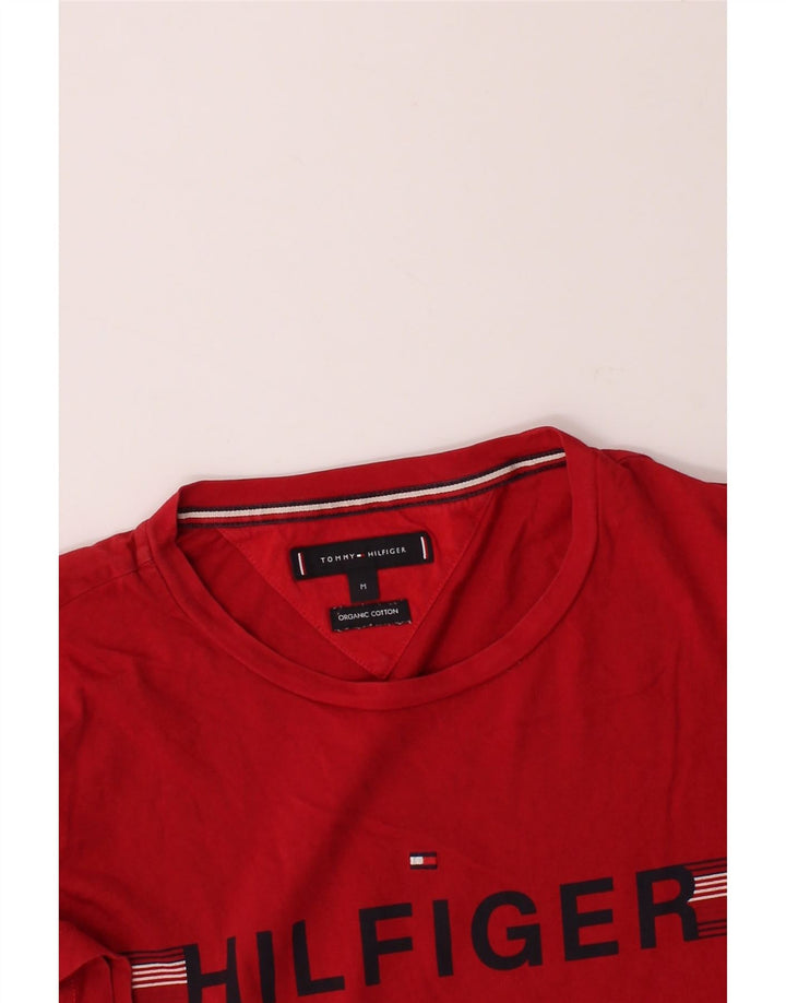 TOMMY HILFIGER Mens Graphic T-Shirt Top Medium Red Cotton Vintage Tommy Hilfiger and Second-Hand Tommy Hilfiger from Messina Hembry 