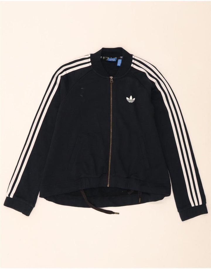 Giacca da ginnastica grafica da donna Adidas UK 8 piccola in cotone nero