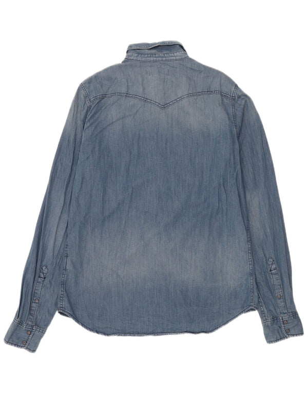 Camicia di jeans da uomo Diesel XL in cotone blu